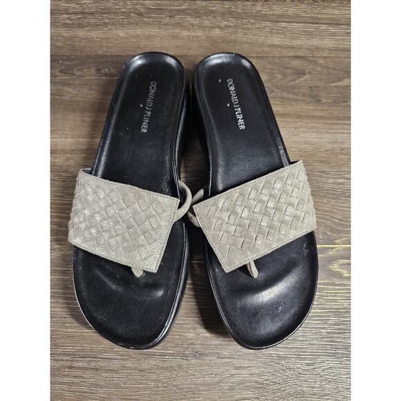 Donald Pliner FIFI Thong Sandal Woven Slide Gray Leather size 8.5 - Picture 3 of 10